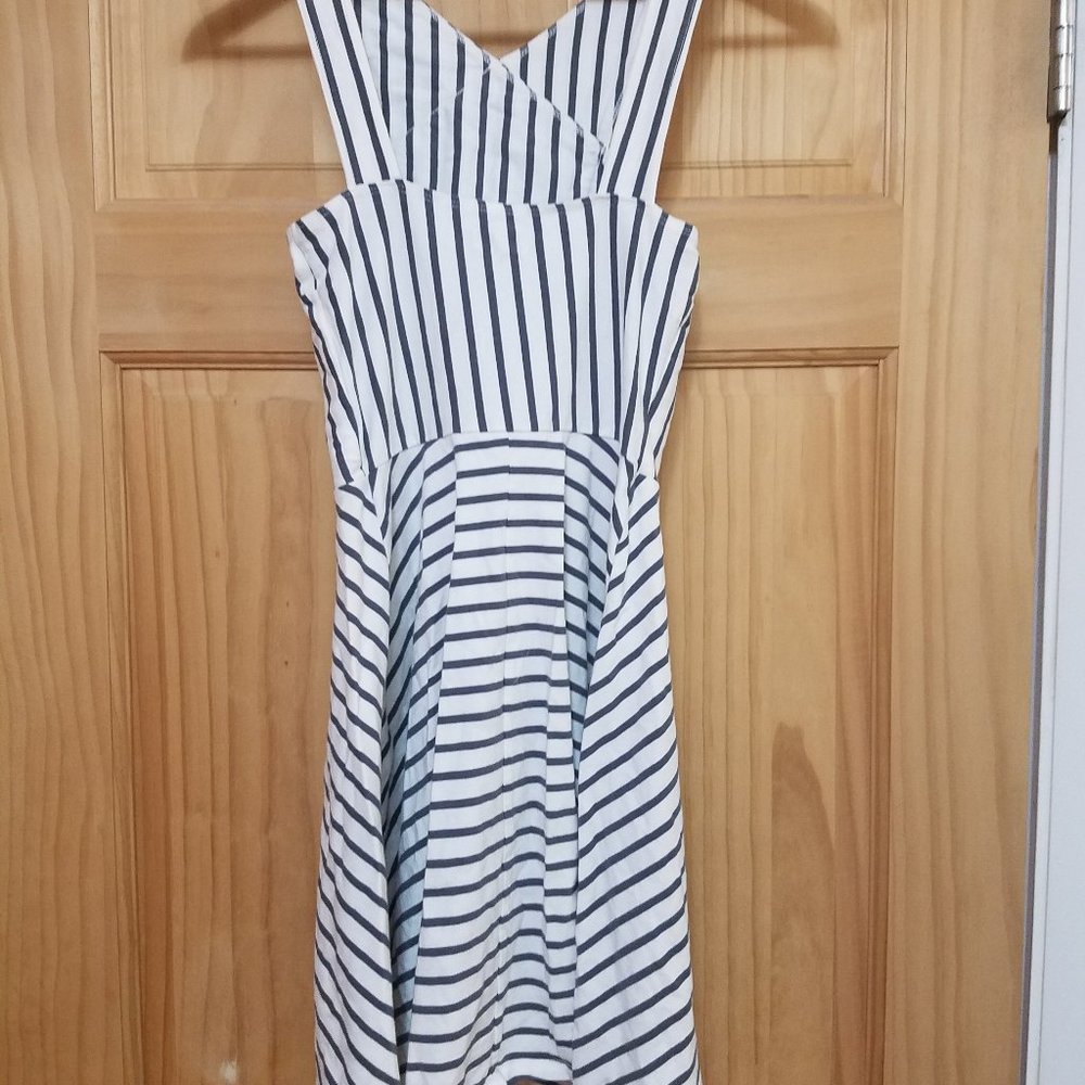 Hollister White/Grey Striped Tank Summer Dress